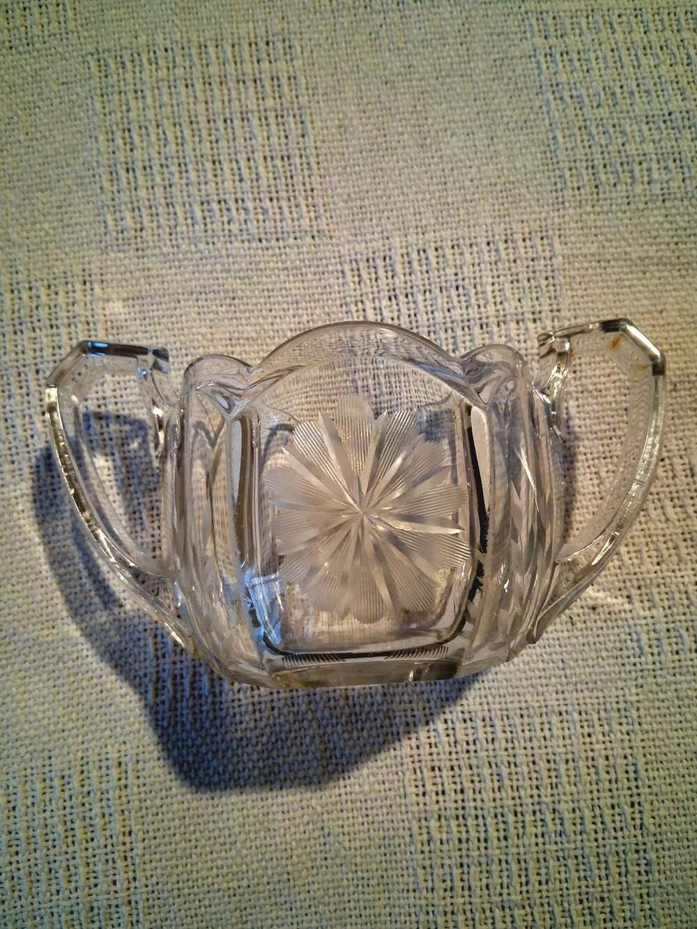 Vintage Cut Crystal Two-Handled Sugar Bowl